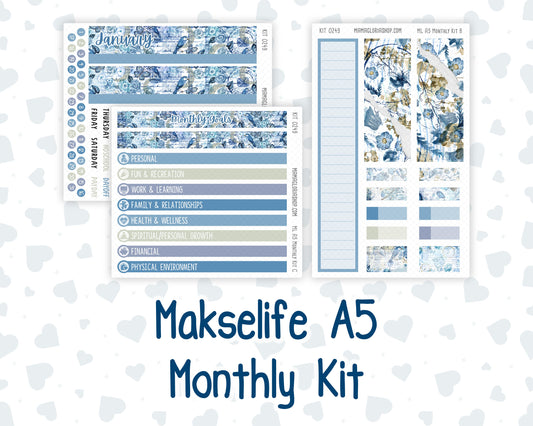 Kit 0249 - A5 - MakseLife Companion Notebook - Monthly Kit - January - Icy Lace