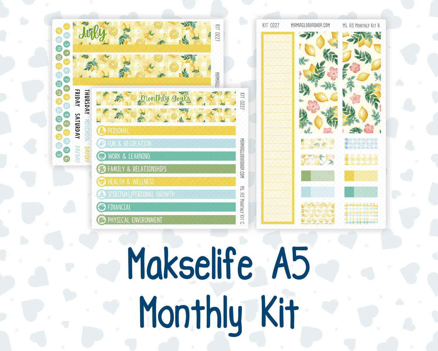Kit 0227 - A5 - MakseLife Companion Notebook - Monthly Kit - July - Lemon Grove