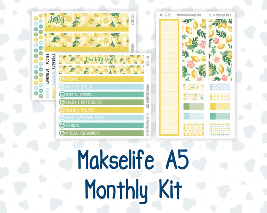 Kit 0227 - A5 - MakseLife Companion Notebook - Monthly Kit - July - Lemon Grove