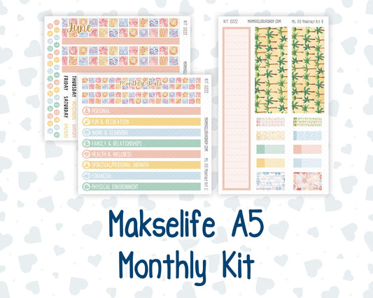 Kit 0222 - A5 - MakseLife Companion Notebook - Monthly Kit - June - Beach Day