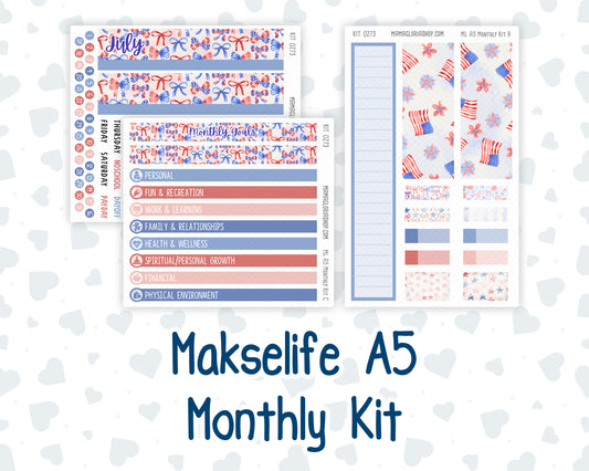 Kit 0273 - A5 - MakseLife Companion Notebook - Monthly Kit - July - Americana In Bloom