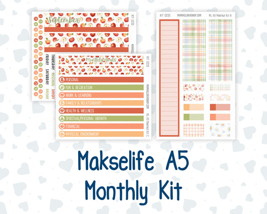 Kit 0235 - A5 - MakseLife Companion Notebook - Monthly Kit - September - Apple Orchard