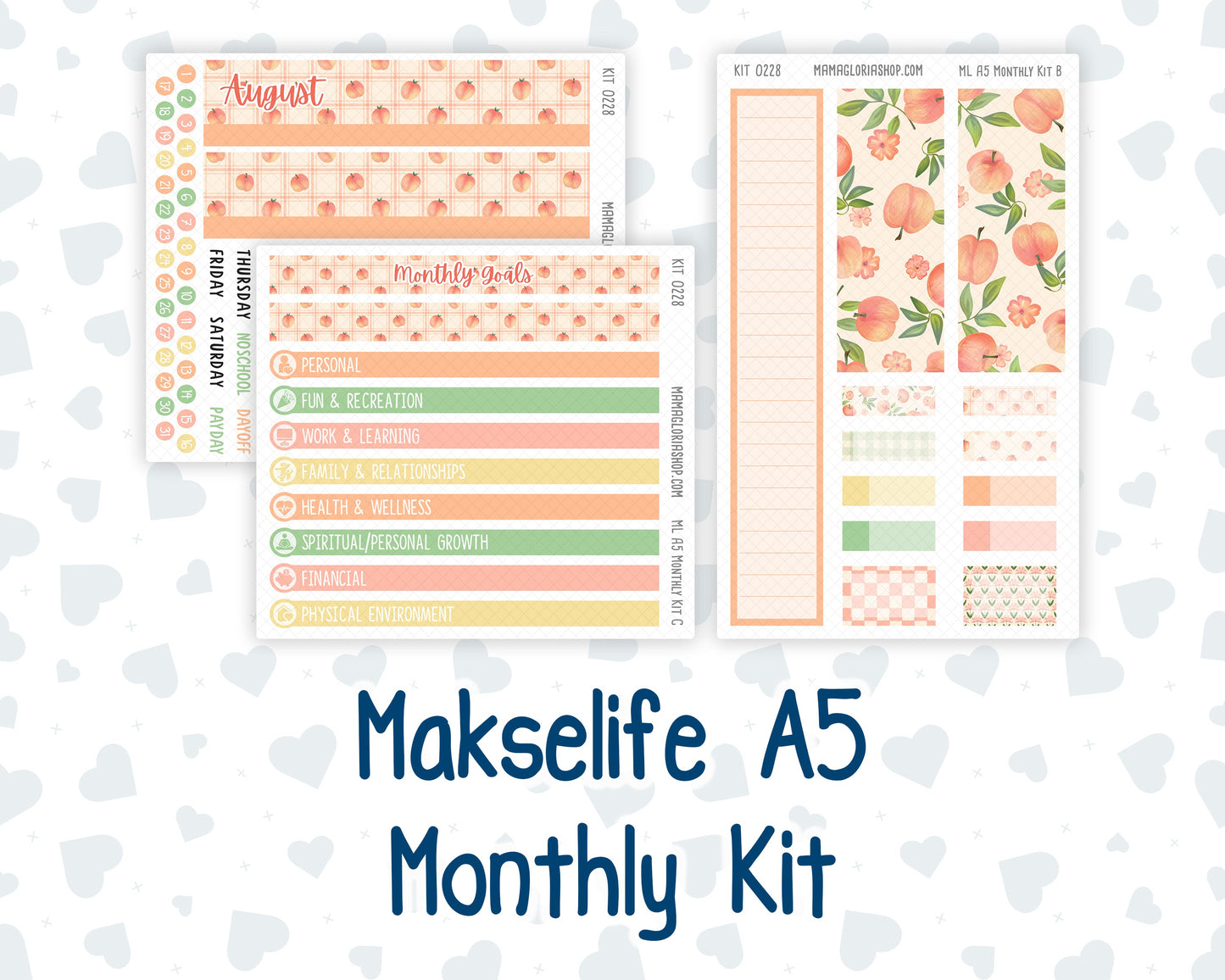 Kit 0228 - A5 - MakseLife Companion Notebook - Monthly Kit - August - Just Peachy