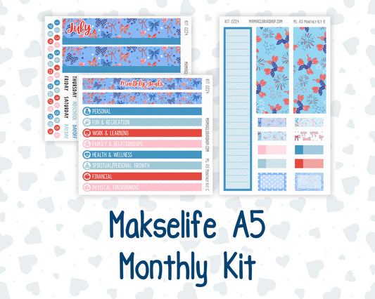 Kit 0224 - A5 - MakseLife Companion Notebook - Monthly Kit - July - Patriotic Parade
