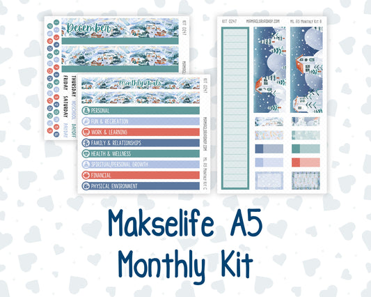 Kit 0247 - A5 - MakseLife Companion Notebook - Monthly Kit - December - Snow Day Adventures