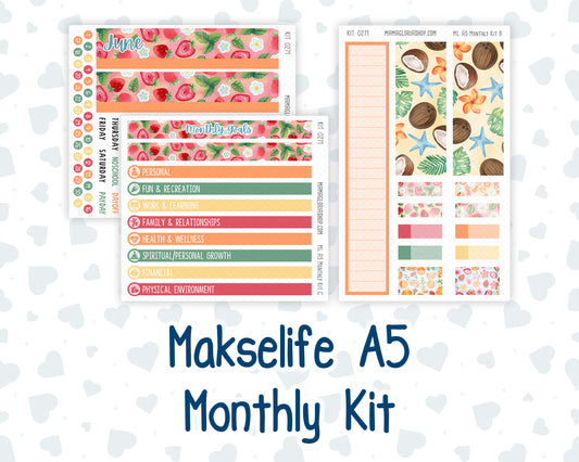 Kit 0271 - A5 - MakseLife Companion Notebook - Monthly Kit - June - Strawberry Shore