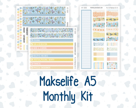 Kit 0265 - A5 - MakseLife Companion Notebook - Monthly Kit - May - Honeybee Sky