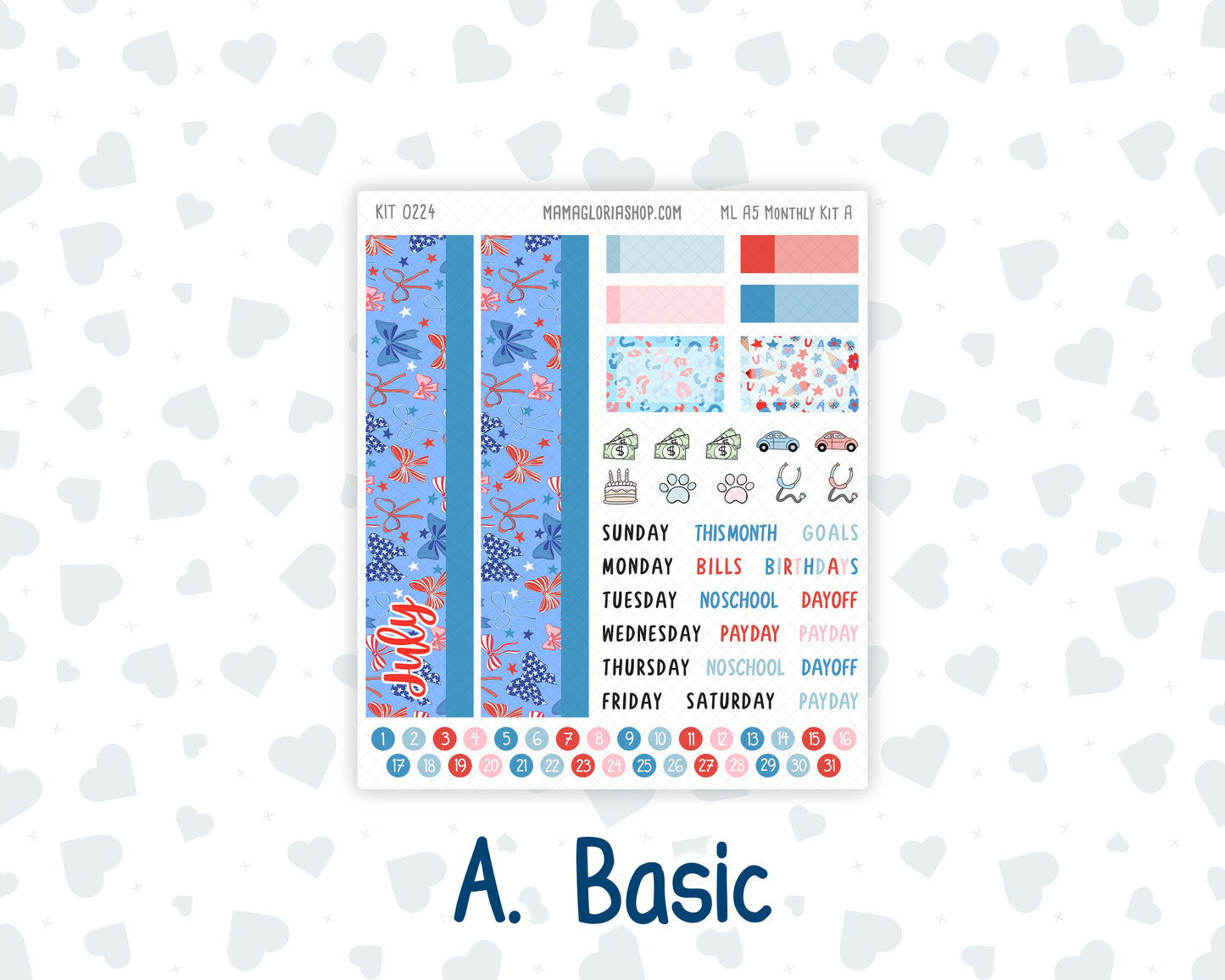 Kit 0224 - A5 - MakseLife Companion Notebook - Monthly Kit - July - Patriotic Parade