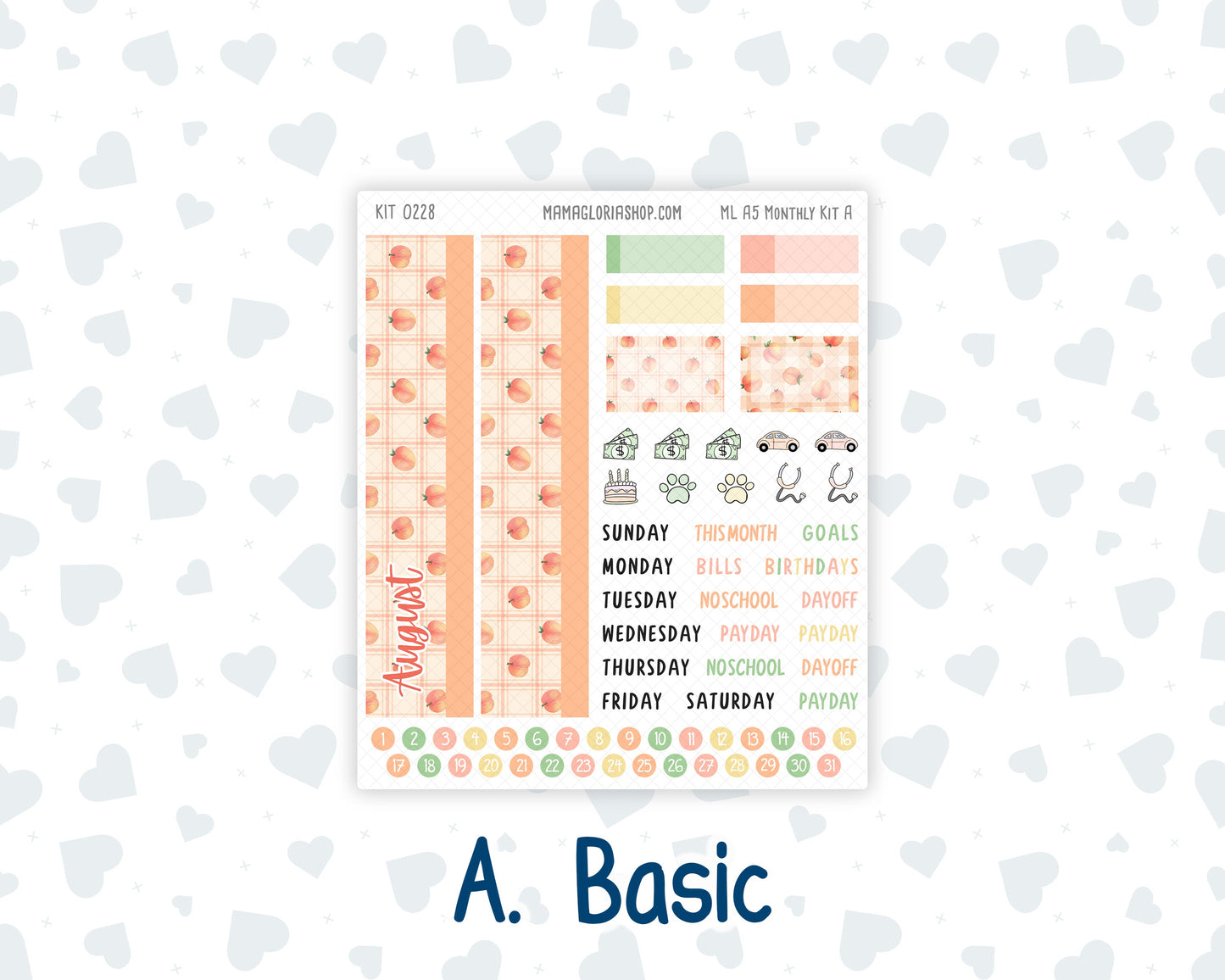 Kit 0228 - A5 - MakseLife Companion Notebook - Monthly Kit - August - Just Peachy