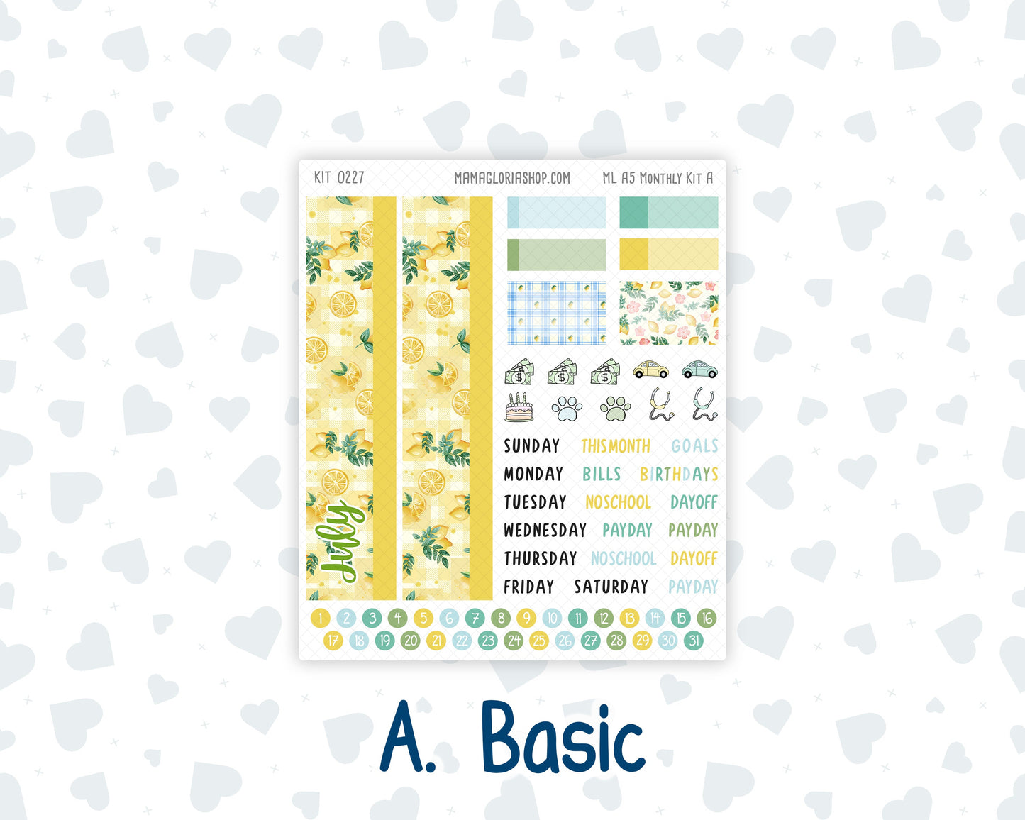 Kit 0227 - A5 - MakseLife Companion Notebook - Monthly Kit - July - Lemon Grove