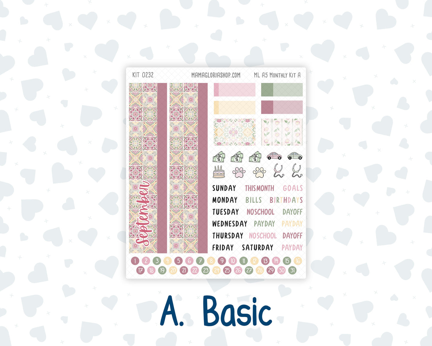 Kit 0232 - A5 - MakseLife Companion Notebook - Monthly Kit - September - Heirloom Garden