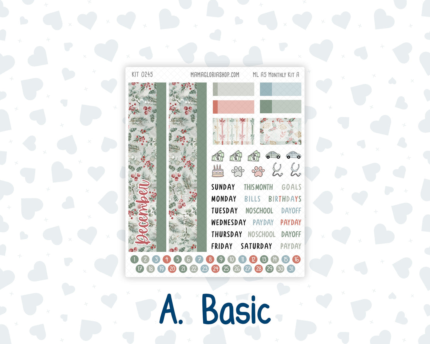 Kit 0245 - A5 - MakseLife Companion Notebook - Monthly Kit - December - Vintage Christmas