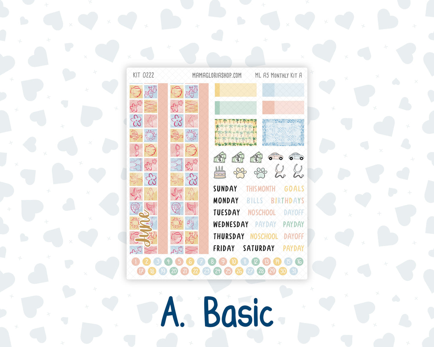 Kit 0222 - A5 - MakseLife Companion Notebook - Monthly Kit - June - Beach Day