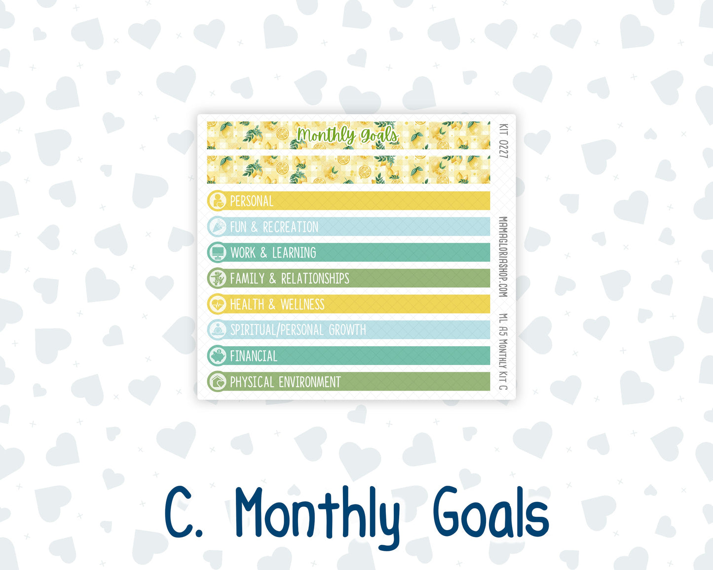 Kit 0227 - A5 - MakseLife Companion Notebook - Monthly Kit - July - Lemon Grove