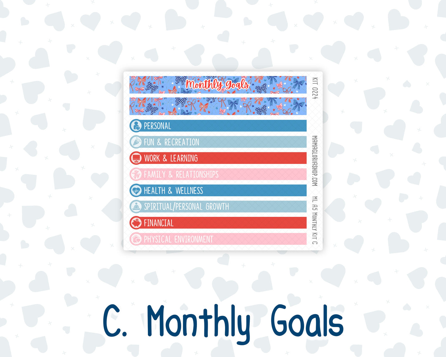 Kit 0224 - A5 - MakseLife Companion Notebook - Monthly Kit - July - Patriotic Parade