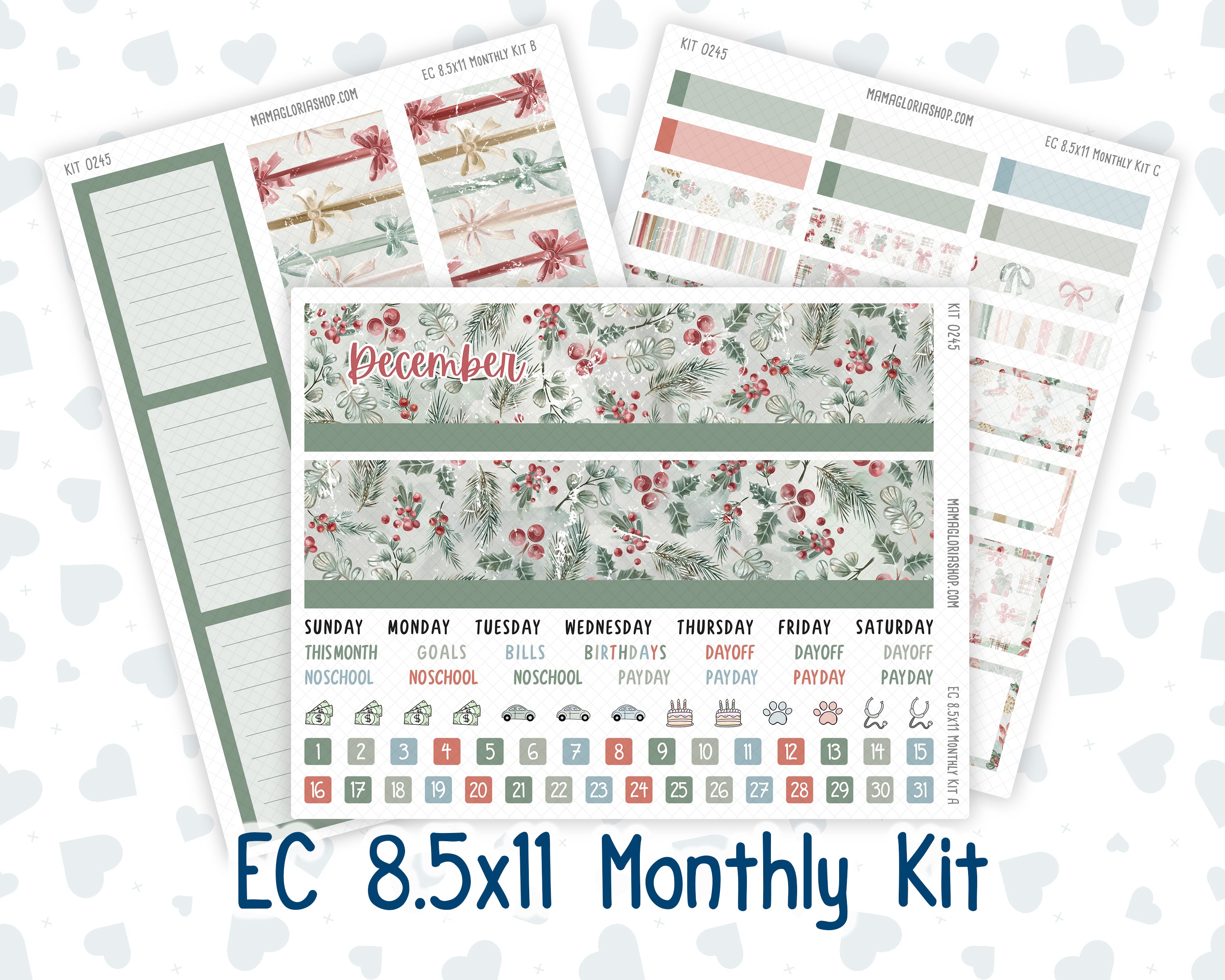 Kit 0245 - 8.5x11 - EC Monthly Kit - December - Vintage Christmas ...