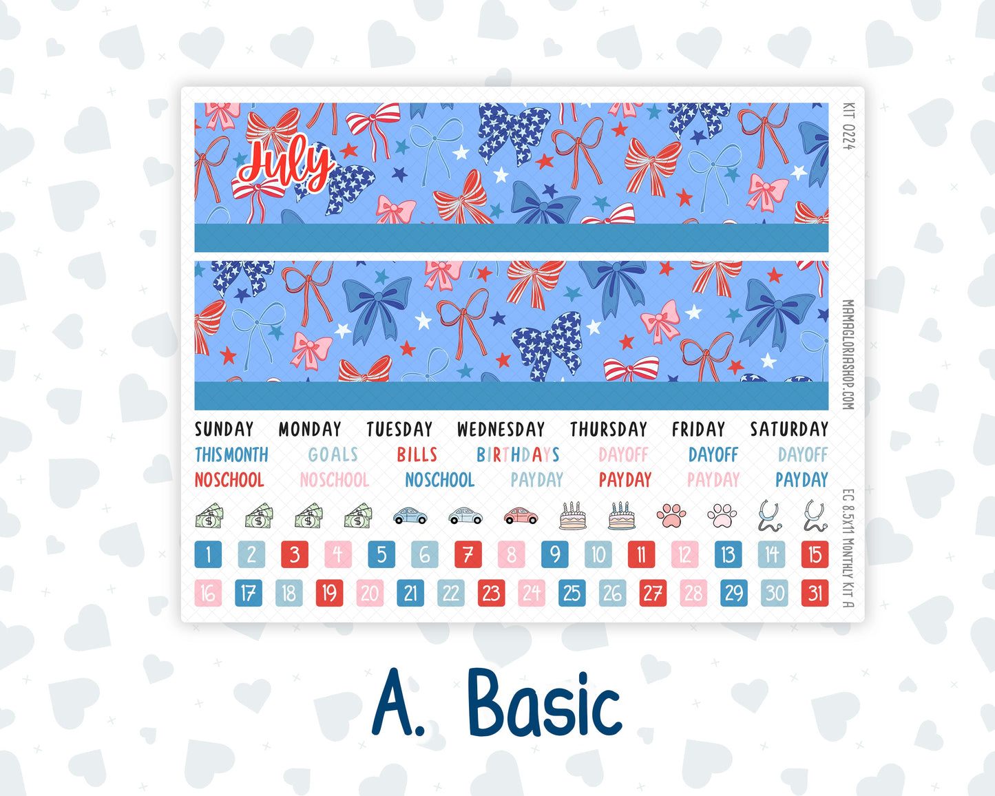 Kit 0224 - 8.5x11 - EC Monthly Kit - July - Patriotic Parade