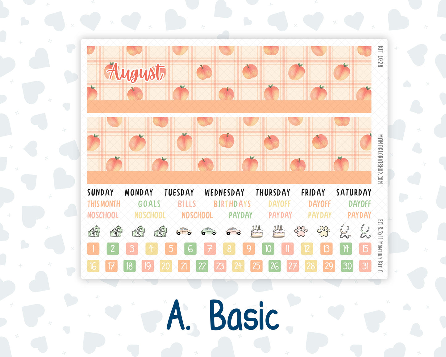 Kit 0228 - 8.5x11 - EC Monthly Kit - August - Just Peachy