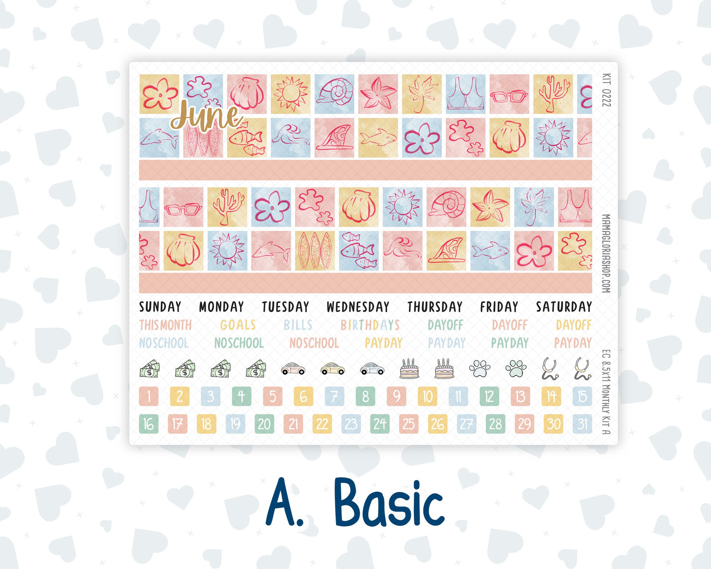 Kit 0222 - 8.5x11 - EC Monthly Kit - June - Beach Day