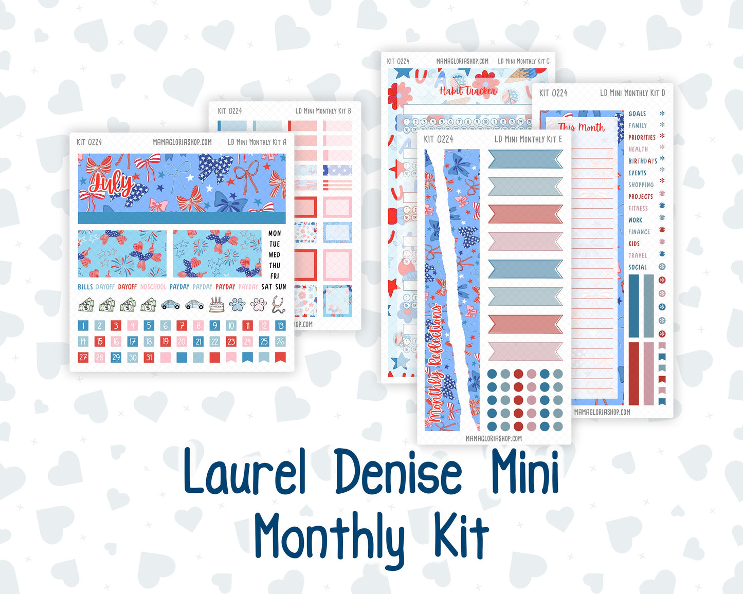 Kit 0224 - Laurel Denise Mini - Monthly Kit - July - Patriotic Parade