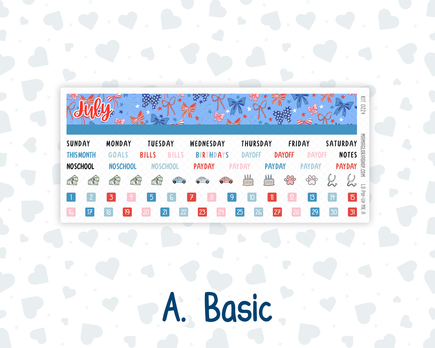 Kit 0224 - Laurel Denise Pop-Up - Monthly Kit - July - Patriotic Parade