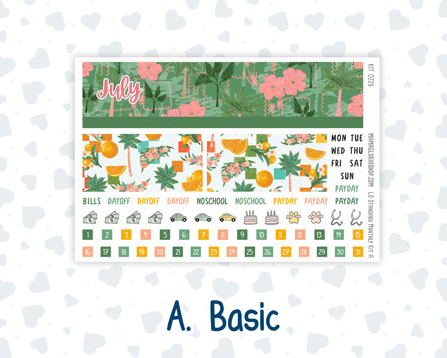 Kit 0226 - Laurel Denise Standard - Monthly Kit - July - Tropical Whimsy