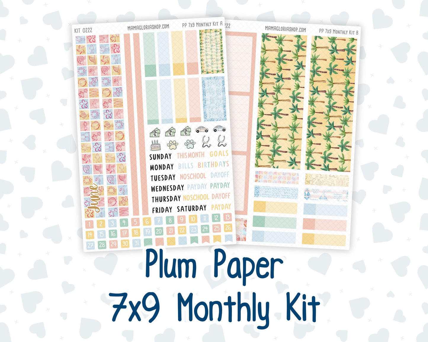Kit 0222 - 7x9 - Plum Paper - Monthly Kit - June - Beach Day