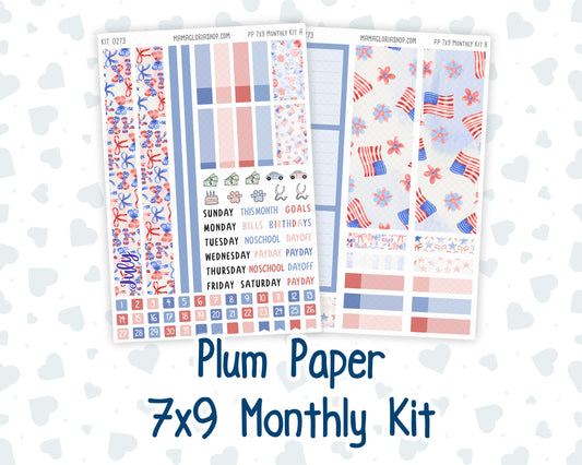 Kit 0273 - 7x9 - Plum Paper - Monthly Kit - July - Americana In Bloom