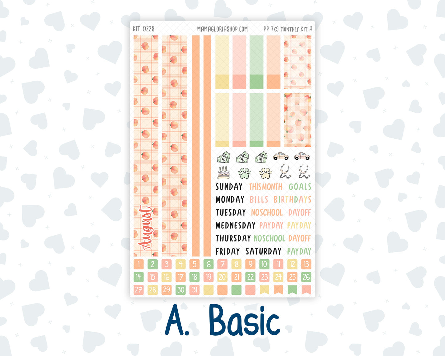 Kit 0228 - 7x9 - Plum Paper - Monthly Kit - August - Just Peachy