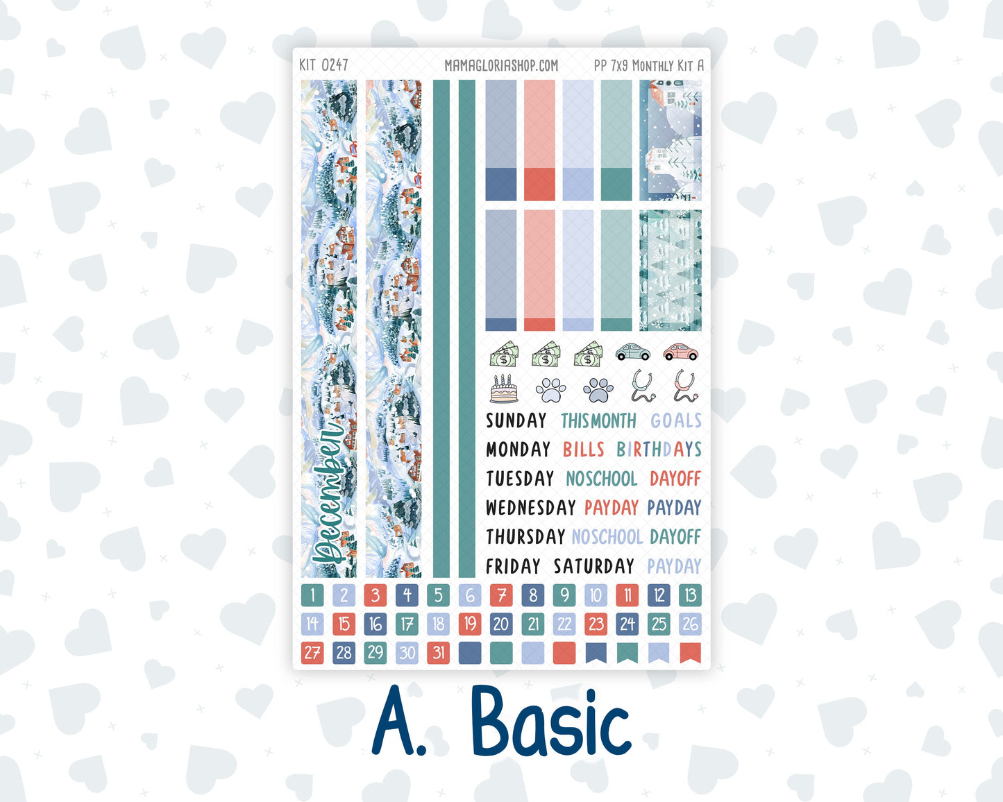 Kit 0247 - 7x9 - Plum Paper - Monthly Kit - December - Snow Day Adventures