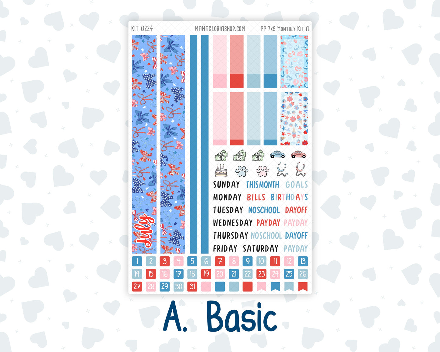 Kit 0224 - 7x9 - Plum Paper - Monthly Kit - July - Patriotic Parade