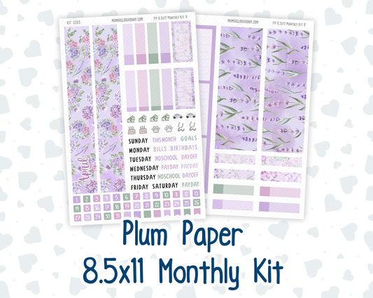 Kit 0263 - 8.5x11 - Plum Paper - Monthly Kit - April - Lavender Drift