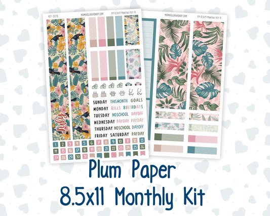 Kit 0275 - 8.5x11 - Plum Paper - Monthly Kit - July - Tropical Safari Blush