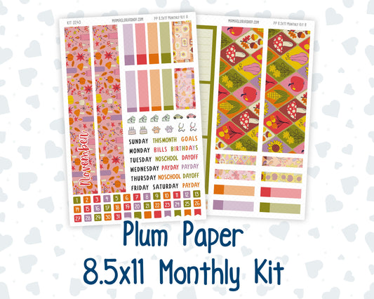 Kit 0240 - 8.5x11 - Plum Paper - Monthly Kit - November - Cozy Thanksgiving