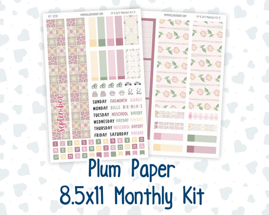 Kit 0232 - 8.5x11 - Plum Paper - Monthly Kit - September - Heirloom Garden