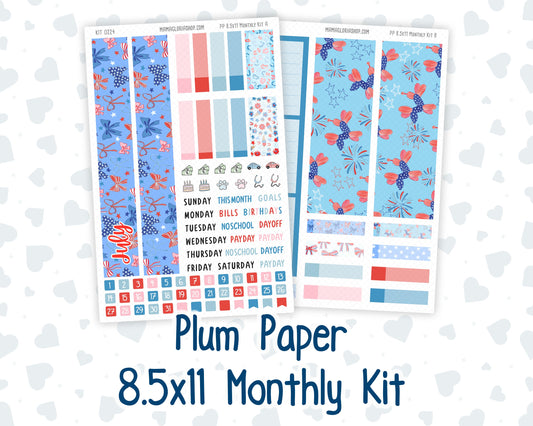 Kit 0224 - 8.5x11 - Plum Paper - Monthly Kit - July - Patriotic Parade