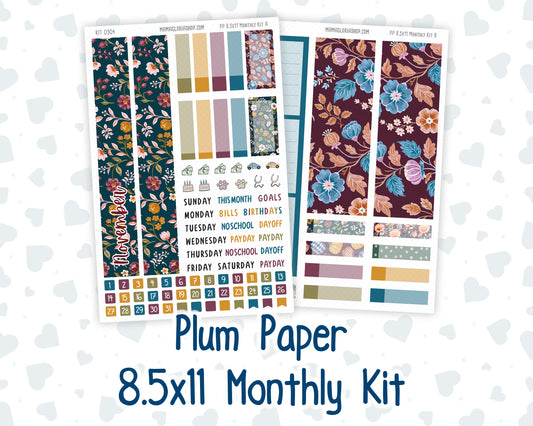 Kit 0304 - 8.5x11 - Plum Paper - Monthly Kit - November - Autumn In Bloom
