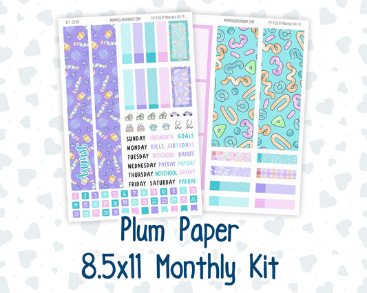 Kit 0230 - 8.5x11 - Plum Paper - Monthly Kit - August - School Daze