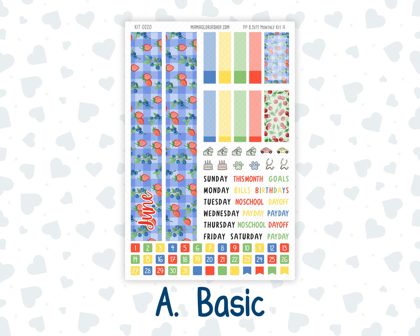 Kit 0220 - 8.5x11 - Plum Paper - Monthly Kit - June - June Berries