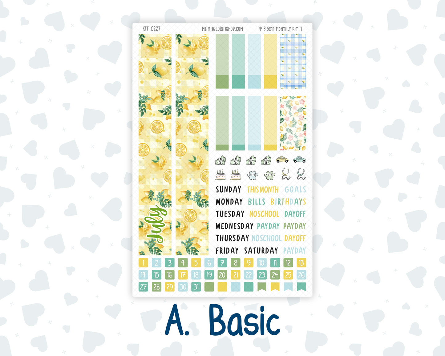 Kit 0227 - 8.5x11 - Plum Paper - Monthly Kit - July - Lemon Grove