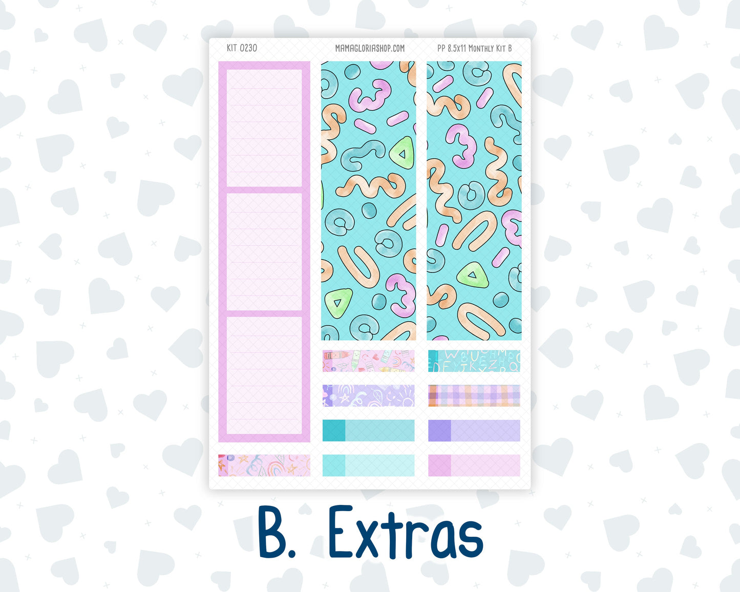 Kit 0230 - 8.5x11 - Plum Paper - Monthly Kit - August - School Daze