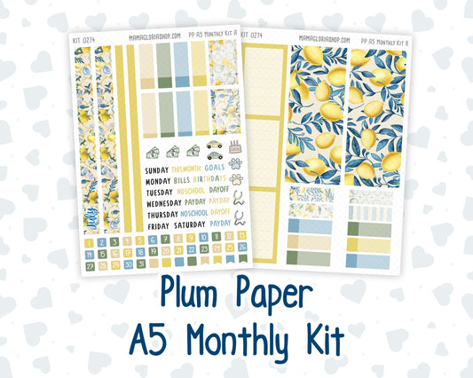 Kit 0274 - A5 - Plum Paper - Monthly Kit - July - Sunny Lemon Shore