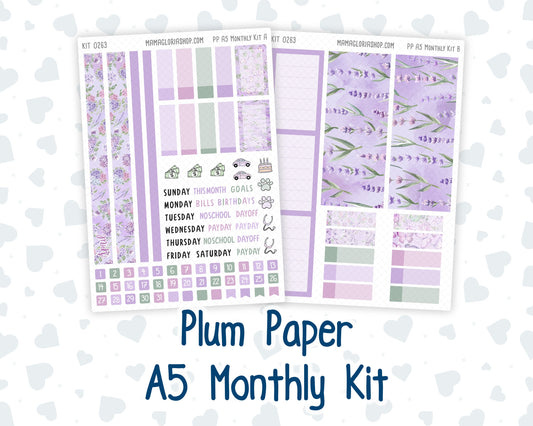 Kit 0263 - A5 - Plum Paper - Monthly Kit - April - Lavender Drift
