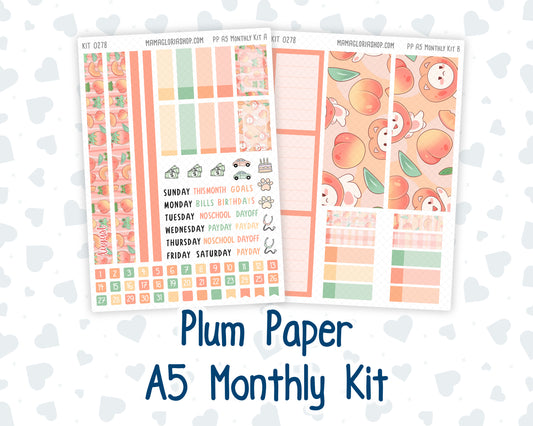 Kit 0278 - A5 - Plum Paper - Monthly Kit - August - Oops, All Peaches