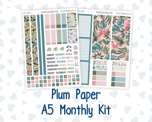 Kit 0275 - A5 - Plum Paper - Monthly Kit - July - Tropical Safari Blush