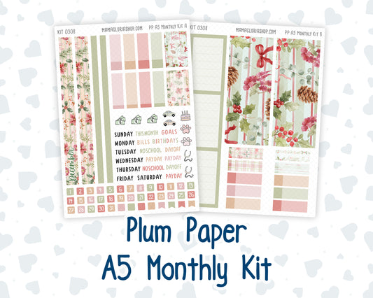 Kit 0308 - A5 - Plum Paper - Monthly Kit - December - Knit & Holly