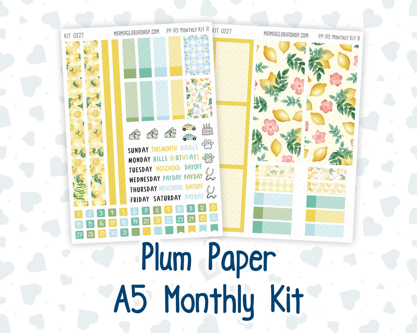 Kit 0227 - A5 - Plum Paper - Monthly Kit - July - Lemon Grove