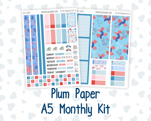 Kit 0224 - A5 - Plum Paper - Monthly Kit - July - Patriotic Parade