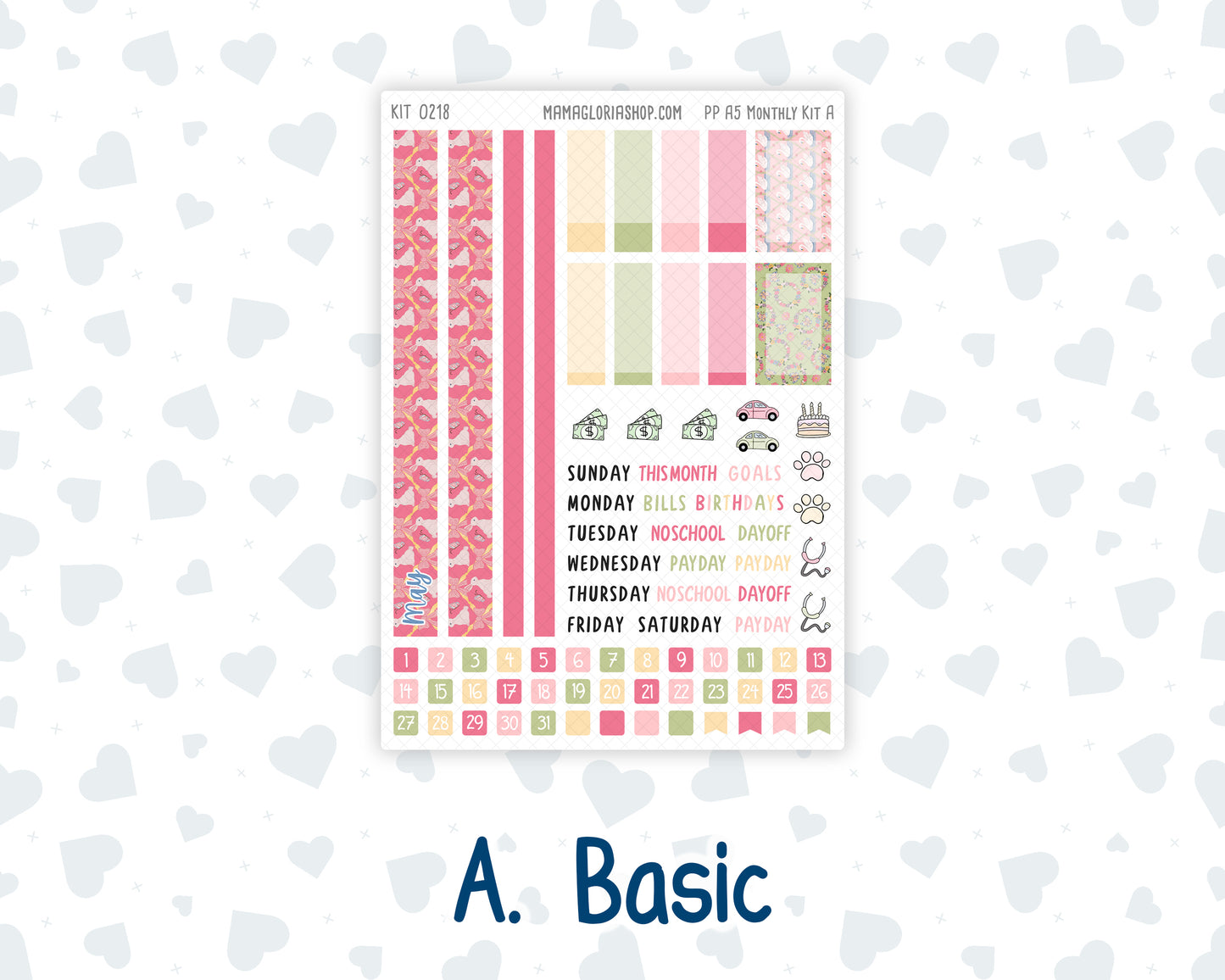 Kit 0218 Plum Paper A5– Monthly - Mother's Love- May