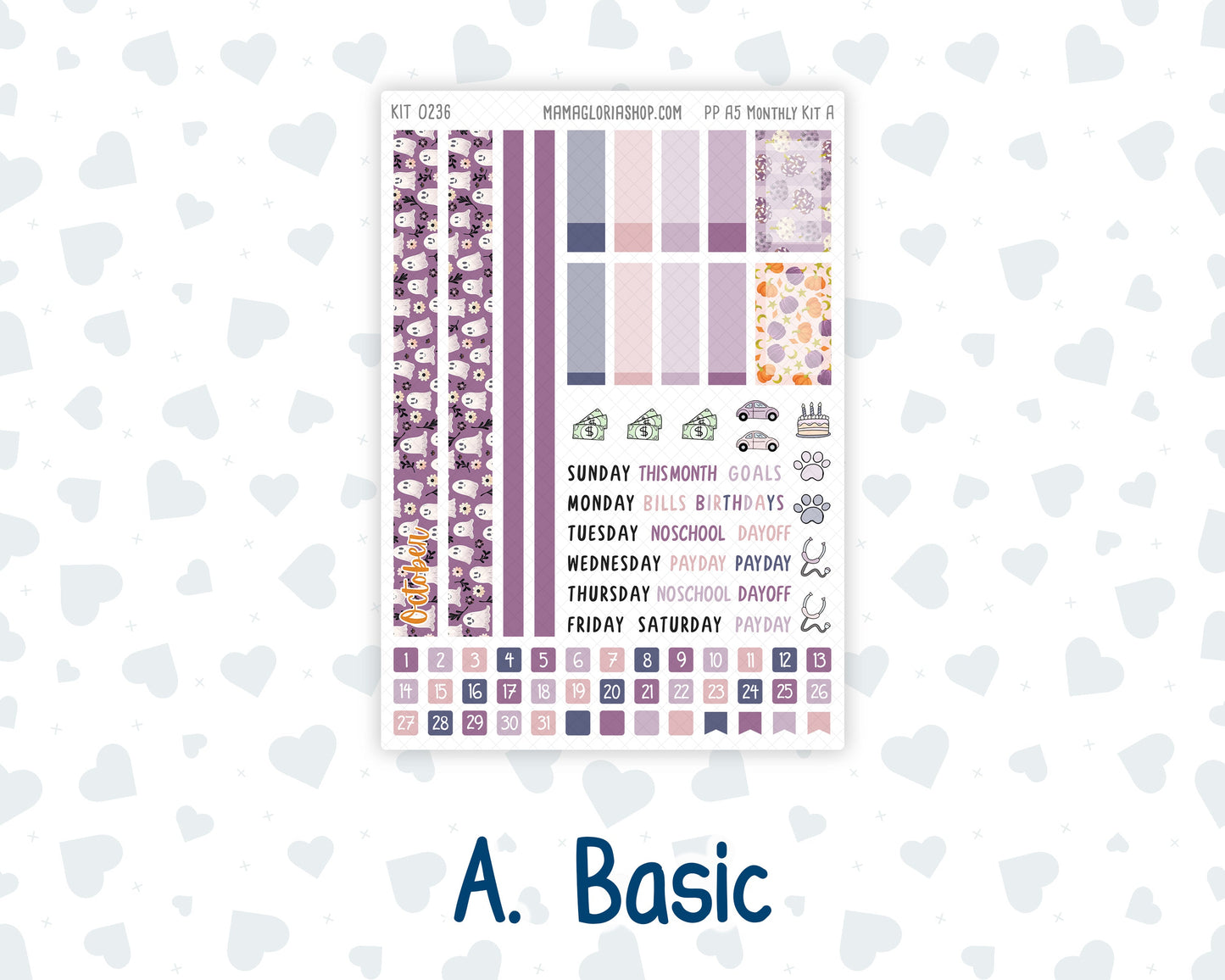 Kit 0236 - A5 - Plum Paper - Monthly Kit - October - Sweet & Spooky